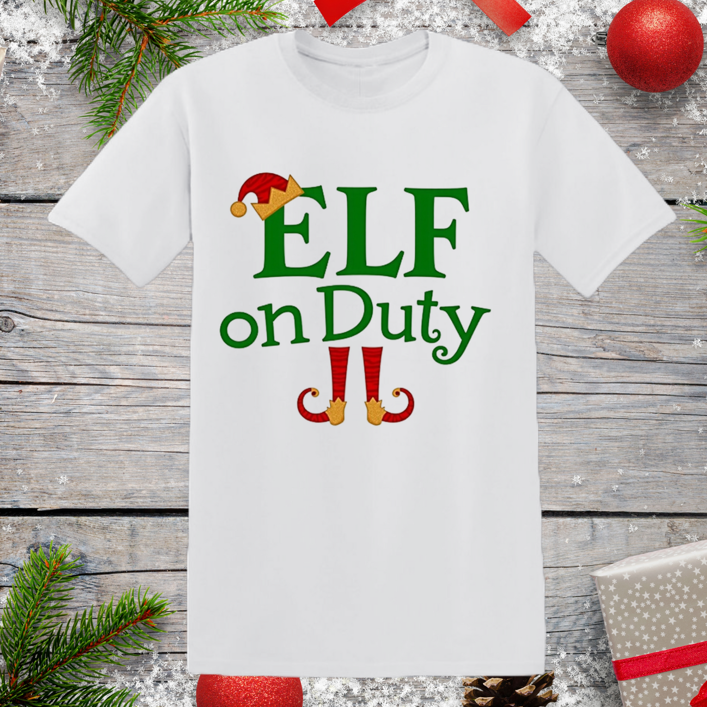 Funny Christmas T-Shirt - 'Elf on Duty' Holiday Tee - Festive Family Gift Idea