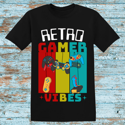 Retro Gamer Vibes Kids T-Shirt – Colorful Vintage Game Controller Graphic Tee for Young Gamers