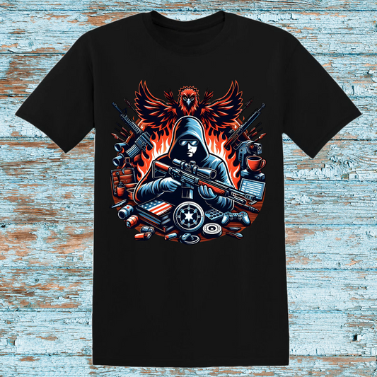 Sniper Gamer Kids T-Shirt – Epic Marksman Graphic Tee with Guns and Tactical Gear