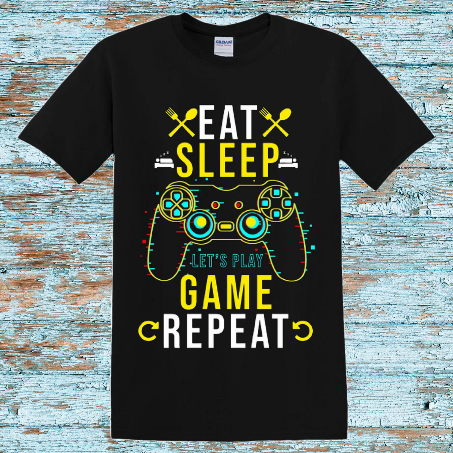 Eat Sleep Game Repeat Kids T-Shirt – Fun Gaming Controller Graphic Tee for Gamers