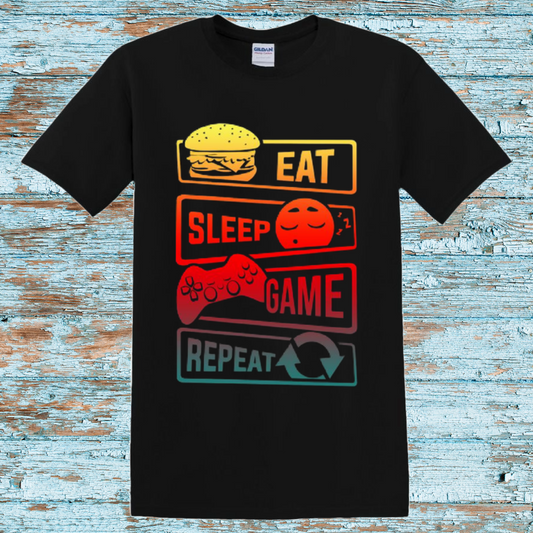 Eat Sleep Game Repeat Emoji Kids T-Shirt – Fun Gaming Graphic Tee for Gamers