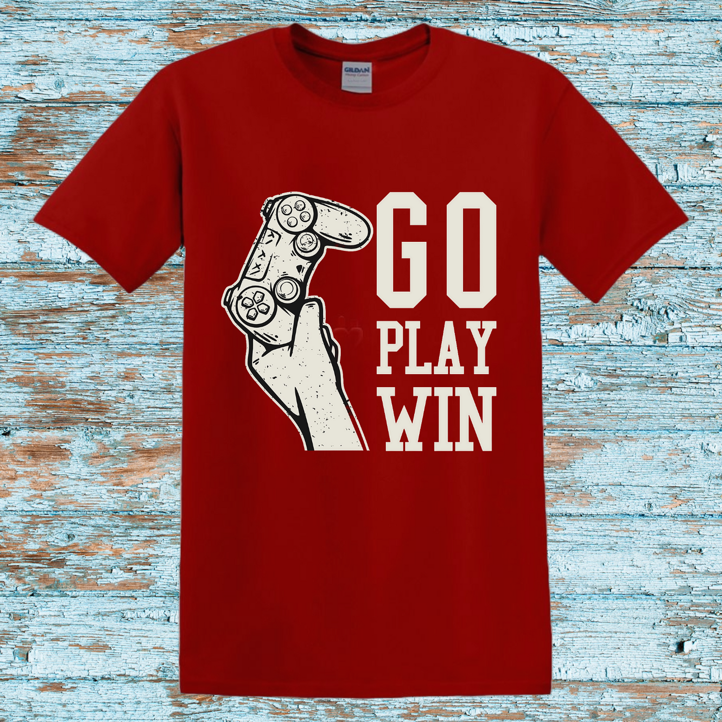 Go Play Win Kids T-Shirt – Motivational Gaming Controller Graphic Tee for Gamers