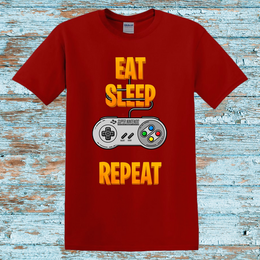 Eat Sleep Game Repeat Retro Kids T-Shirt – Classic Nintendo Controller Graphic Tee