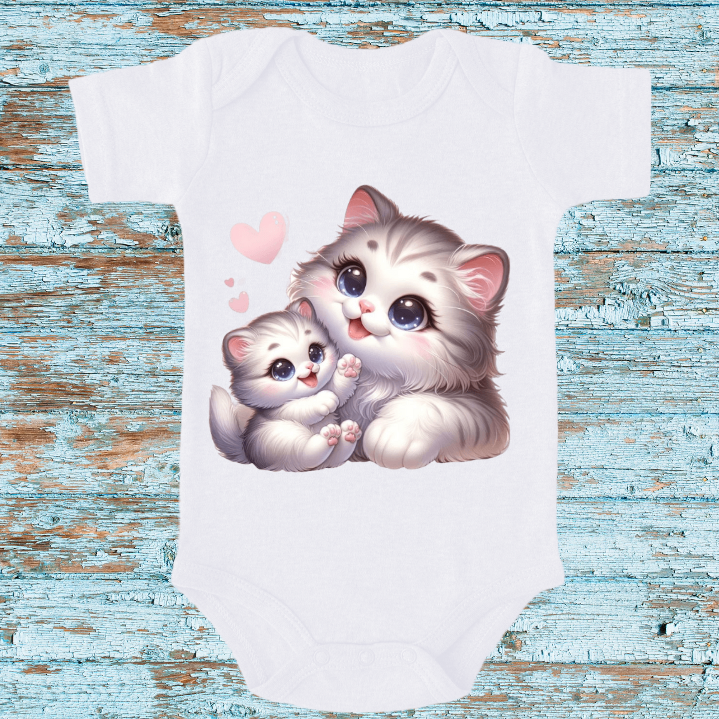 Adorable Mommy and Baby Kitten Onesie - Cute Baby Bodysuit - Perfect Gift for Newborns