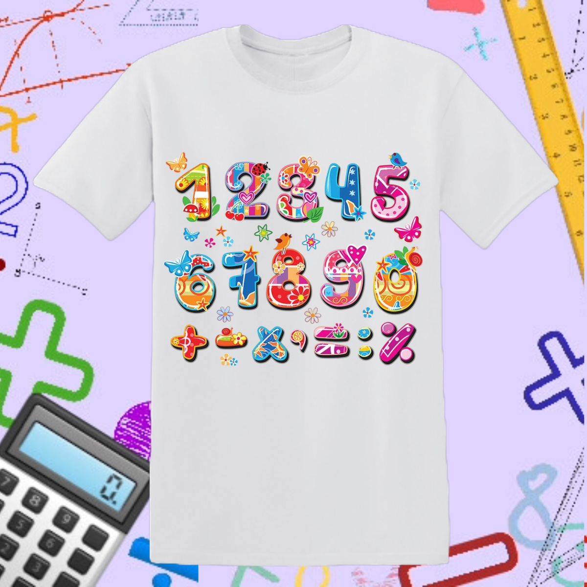 Colorful Math Numbers T-Shirt - Fun Learning Design for Number Day, Kids & Teachers