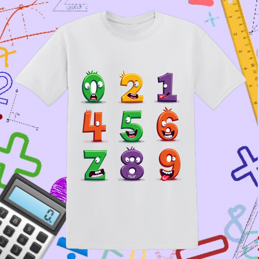 Funny Cartoon Numbers T-Shirt - Colorful Math Design for Kids, Number Day & Teachers