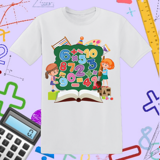 Educational Math Chalkboard T-Shirt - Fun Numbers & Learning Design for Kids and Teachers