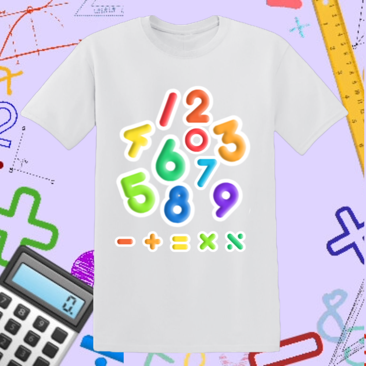 Bright Colorful Numbers T-Shirt - Fun Math Design for Kids, Teachers, & Learning Events