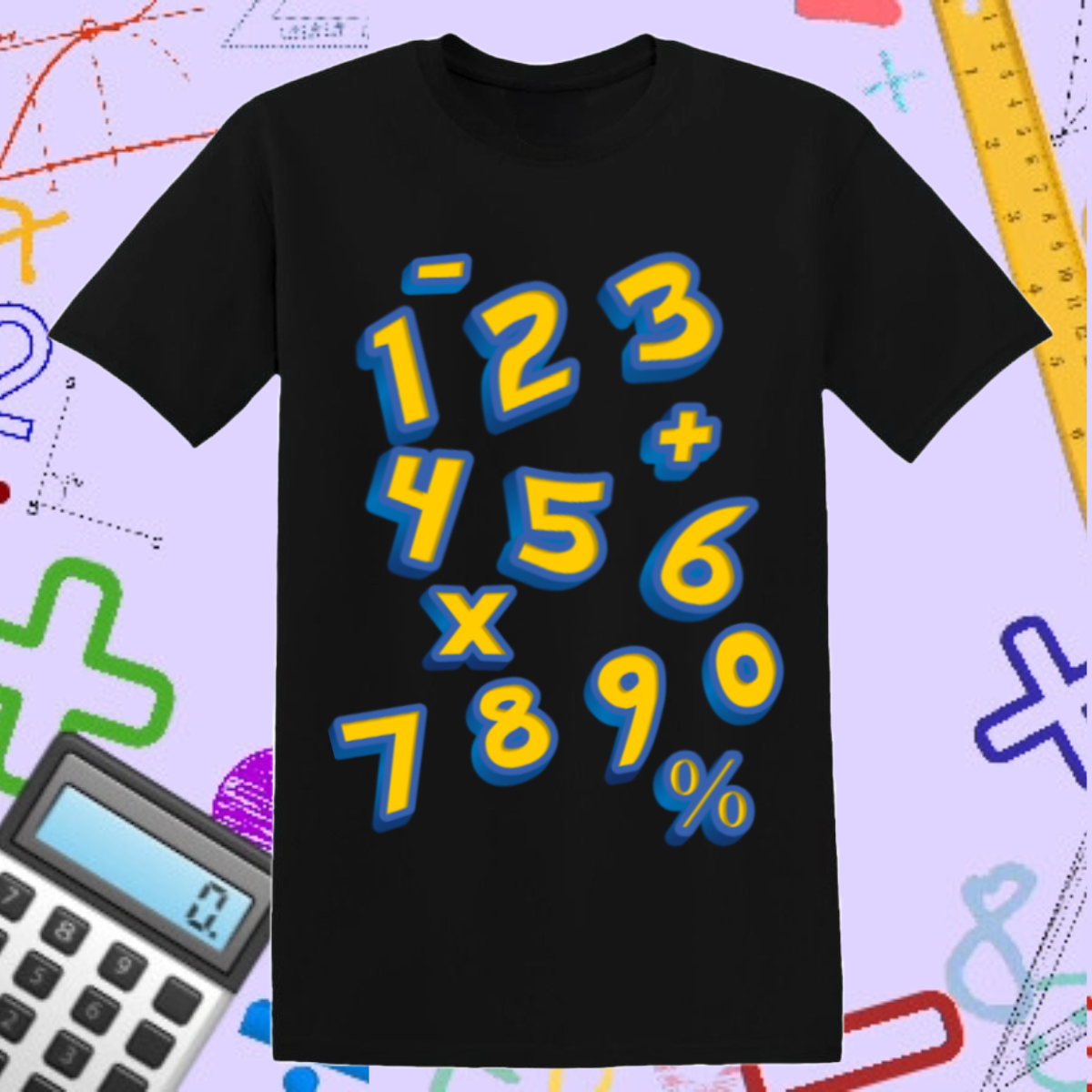 Bold Numbers and Symbols T-Shirt - Fun Math Design for Kids and Teachers