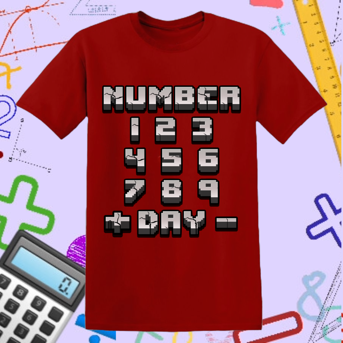 Retro Number Day T-Shirt - Bold Block Numbers and Symbols Design for Math Events