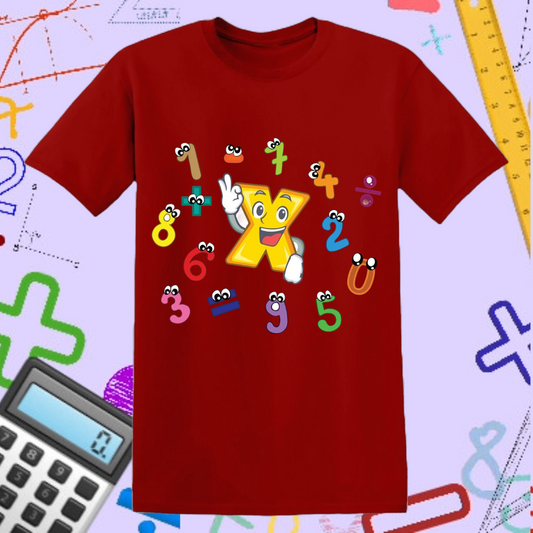 Cheerful Numbers and Symbols T-Shirt - Fun Math Design for Kids and Teachers